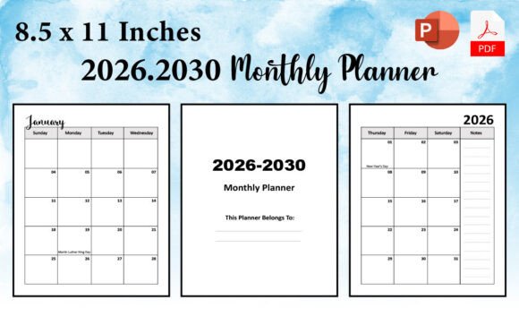 2026-2030 Monthly Planner Large Size: A Comprehensive Tool for Long-Term Planning and Organization