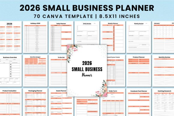 2026 Small Business Planner for Canva: Editable & Printable Templates