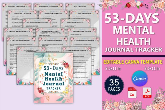 53-Days Mental Health Journal Tracker: A Tool for Daily Reflection and Growth