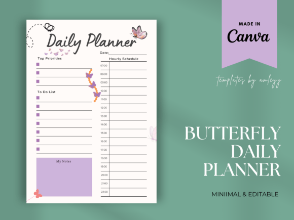 Butterfly Daily Planner Template: Aesthetic and Functional Organization Tool