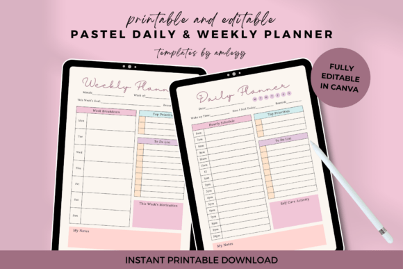 Pastel Daily and Weekly Planner Template: A Modern Approach to Productivity
