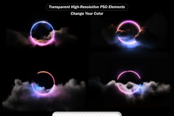 PSD Cloud Illuminated with Neon Light: Elevate Your Visual Projects with Dynamic Lighting Effects
